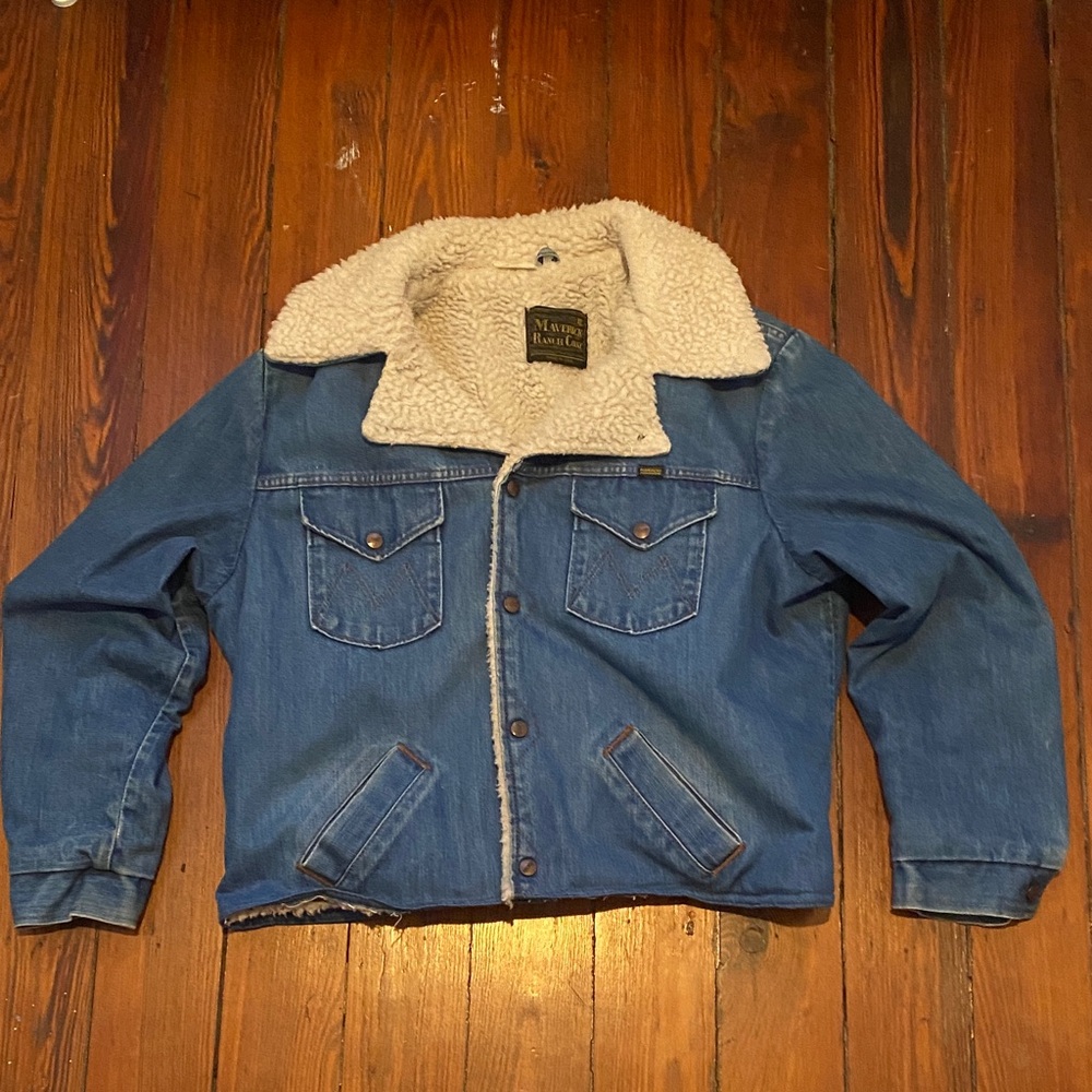 Wrangler Blue Denim Sherpa Lined Jacket (READ DESCRIPTION!)